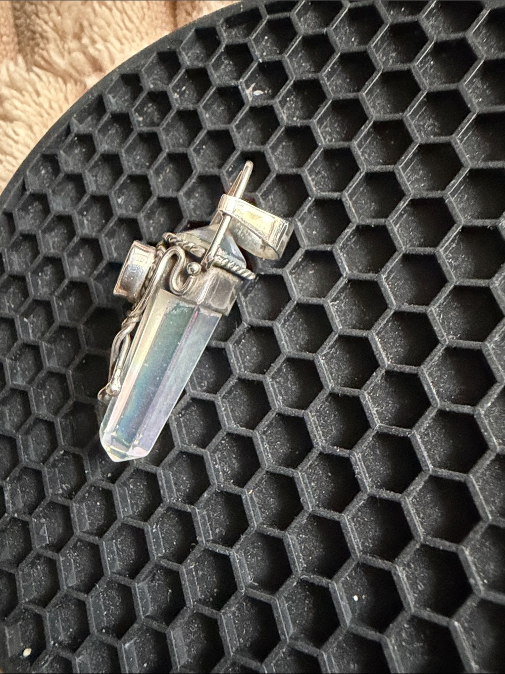 Opal & Quartz in Sterling Silver Setting Pendant - Picture 2 of 5